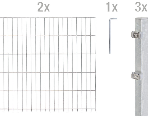 Ensemble de grillage de clôture à double fil ALBERTS 6/5/6 400 x 100 cm galvanisé à chaud