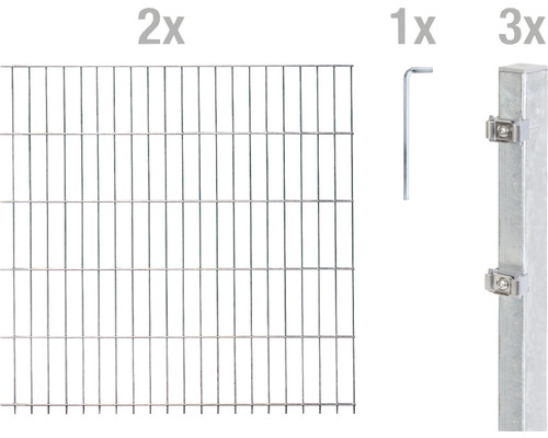 Ensemble de grillage de clôture à double fil ALBERTS 6/5/6 400 x 120 cm galvanisé à chaud