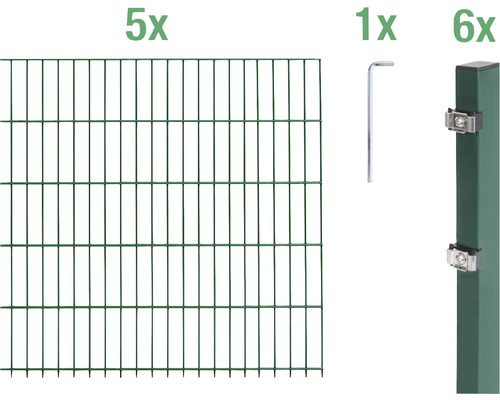 Ensemble de panneaux rigides double fils ALBERTS 6/5/6 1000 x 160 cm vert