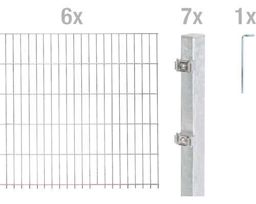 Ensemble de panneaux rigides double fils ALBERTS 6/5/6 1200 x 160 cm galvanisé à chaud