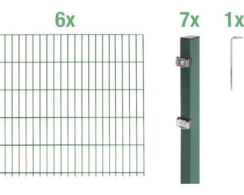 Ensemble de grillage de clôture à double fil ALBERTS 6/5/6 1200 x 160 cm vert