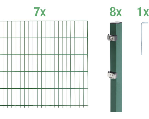 Ensemble de grillage de clôture à double fil ALBERTS 6/5/6 1400 x 140 cm vert