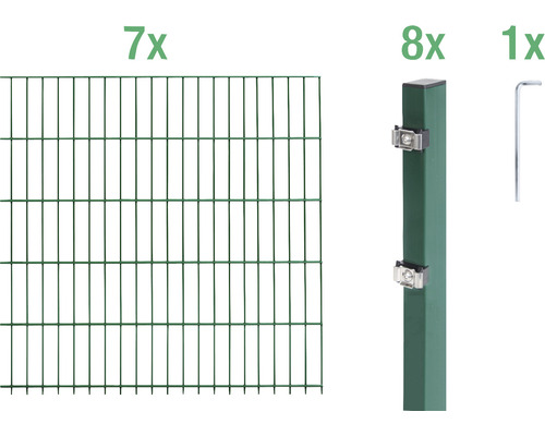 Ensemble de grillage de clôture à double fil ALBERTS 6/5/6 1400 x 160 cm vert