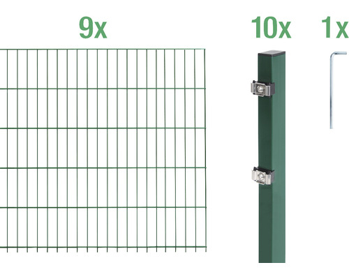 Ensemble de grillage de clôture à double fil ALBERTS 6/5/6 1800 x 140 cm vert