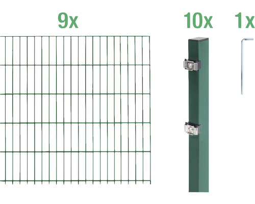 Ensemble de grillage de clôture à double fil ALBERTS 6/5/6 1800 x 160 cm vert