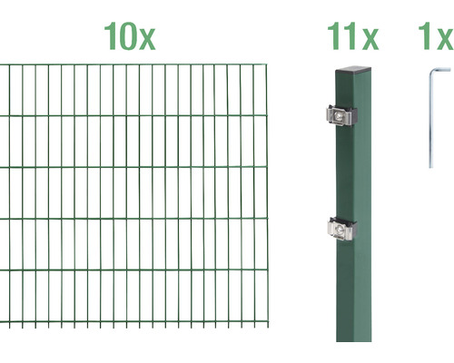 Ensemble de grillage de clôture à double fil ALBERTS 6/5/6 2000 x 160 cm vert
