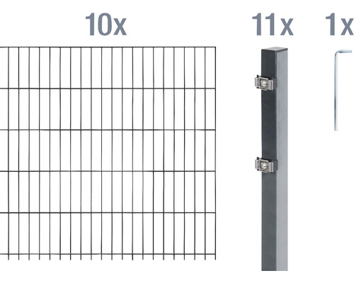 Ensemble de panneaux rigides double fils ALBERTS 6/5/6 2000 x 140 cm anthracite