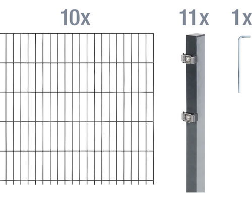 Ensemble de panneaux rigides double fils ALBERTS 6/5/6 2000 x 160 cm anthracite