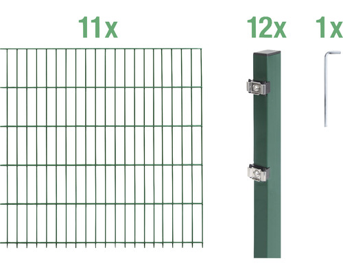 Ensemble de grillage de clôture à double fil ALBERTS 6/5/6 2200 x 140 cm vert