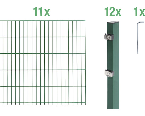 Ensemble de grillage de clôture à double fil ALBERTS 6/5/6 2200 x 160 cm vert