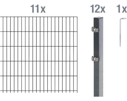 Ensemble de grillage de clôture à double fil ALBERTS 6/5/6 2200 x 160 cm anthracite