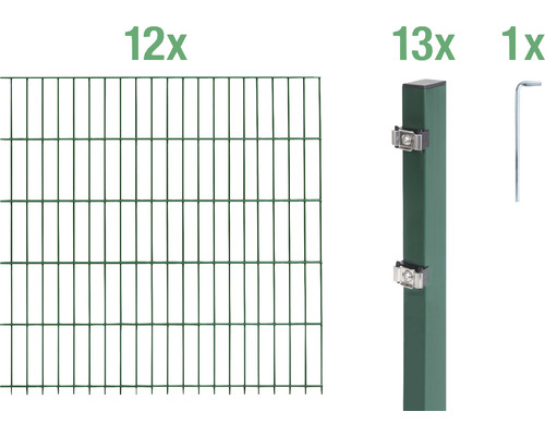 Ensemble de grillage de clôture à double fil ALBERTS 6/5/6 2400 x 140 cm vert
