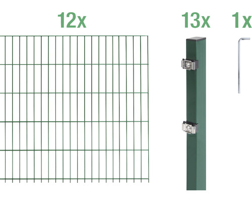 Ensemble de grillage de clôture à double fil ALBERTS 6/5/6 2400 x 160 cm vert