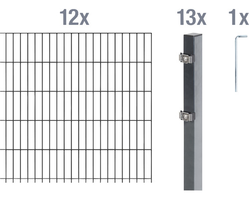 Ensemble de panneaux rigides double fils ALBERTS 6/5/6 2400 x 160 cm anthracite