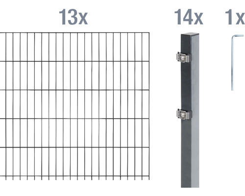 Ensemble de grillage de clôture à double fil ALBERTS 6/5/6 2600 x 160 cm anthracite