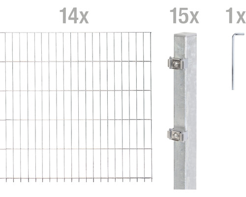 Ensemble de grillage de clôture à double fil ALBERTS 6/5/6 2800 x 160 cm galvanisé à chaud