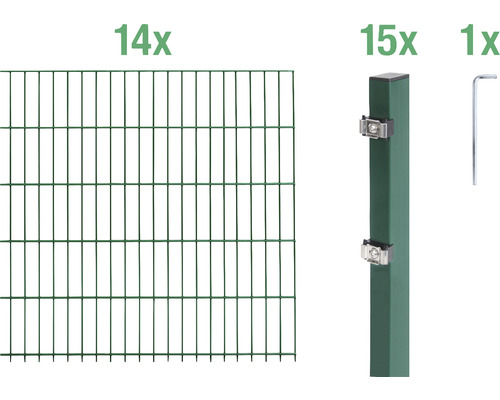 Ensemble de grillage de clôture à double fil ALBERTS 6/5/6 2800 x 140 cm vert