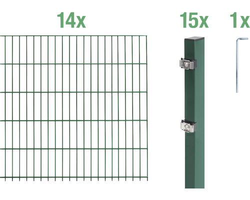 Ensemble de grillage de clôture à double fil ALBERTS 6/5/6 2800 x 160 cm vert