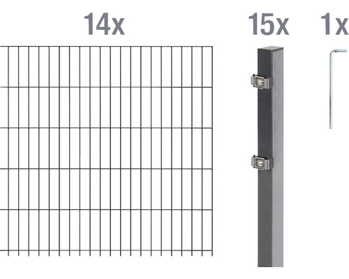 Ensemble de grillage de clôture à double fil ALBERTS 6/5/6 2800 x 140 cm anthracite