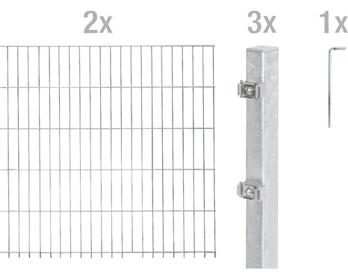 Ensemble de grillage de clôture à double fil ALBERTS 6/5/6 400 x 160 cm galvanisé à chaud