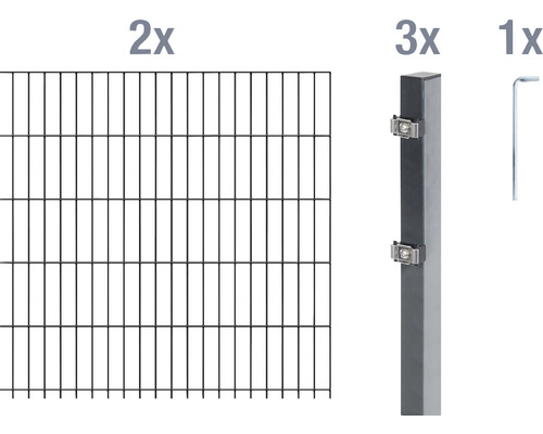 Ensemble de grillage de clôture à double fil ALBERTS 6/5/6 400 x 160 cm anthracite