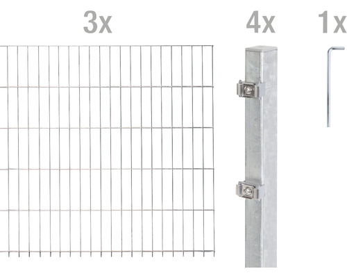 Ensemble de panneaux rigides double fils ALBERTS 6/5/6 600 x 80 cm galvanisé à chaud