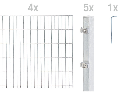 Ensemble de panneaux rigides double fils ALBERTS 6/5/6 800 x 120 cm galvanisé à chaud