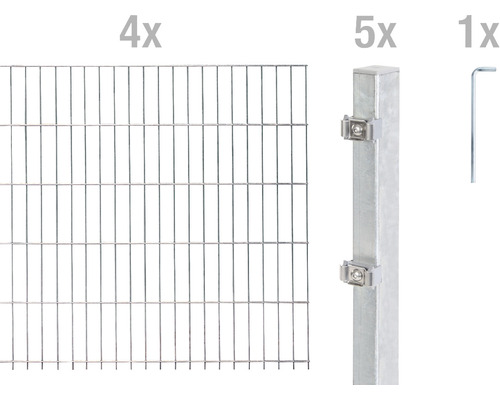 Ensemble de panneaux rigides double fils ALBERTS 6/5/6 800 x 160 cm galvanisé à chaud