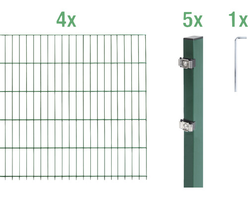 Ensemble de grillage de clôture à double fil ALBERTS 6/5/6 800 x 160 cm vert