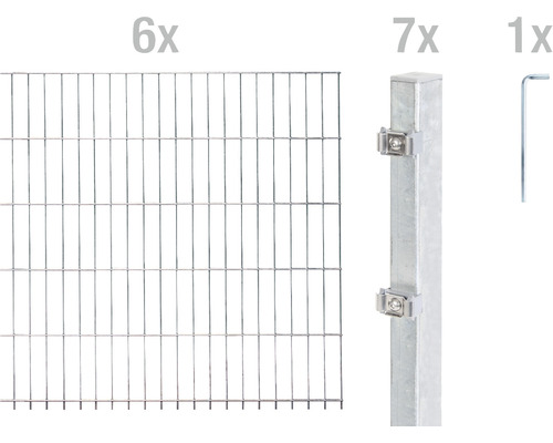 Ensemble de panneaux rigides double fils ALBERTS 6/5/6 1200 x 80 cm galvanisé à chaud