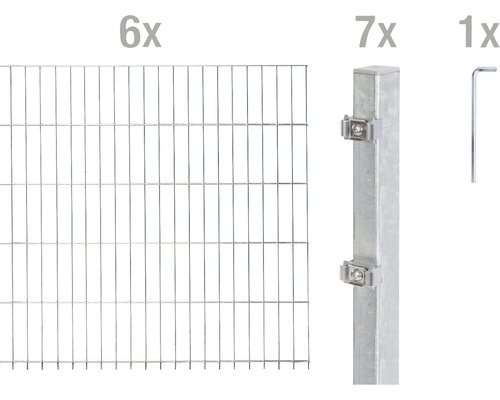 Ensemble de panneaux rigides double fils ALBERTS 6/5/6 1200 x 120 cm galvanisé à chaud