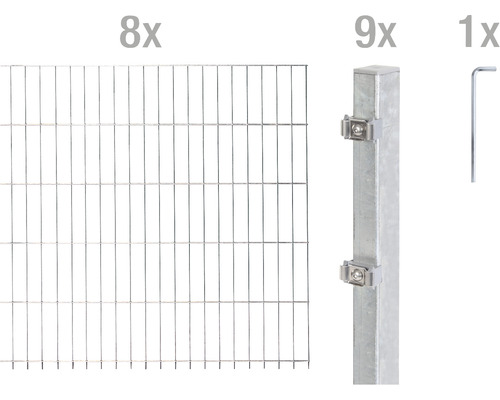 Ensemble de panneaux rigides double fils ALBERTS 6/5/6 1600 x 80 cm galvanisé à chaud