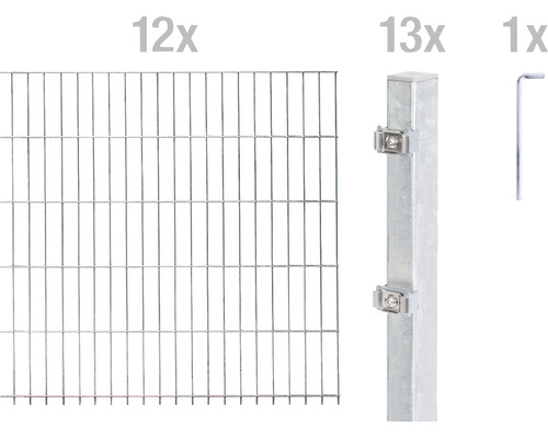 Ensemble de panneaux rigides double fils ALBERTS 6/5/6 2400 x 120 cm galvanisé à chaud