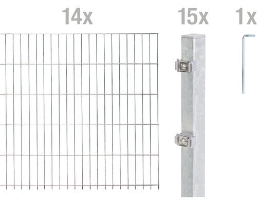 Ensemble de panneaux rigides double fils ALBERTS 6/5/6 2800 x 120 cm galvanisé à chaud