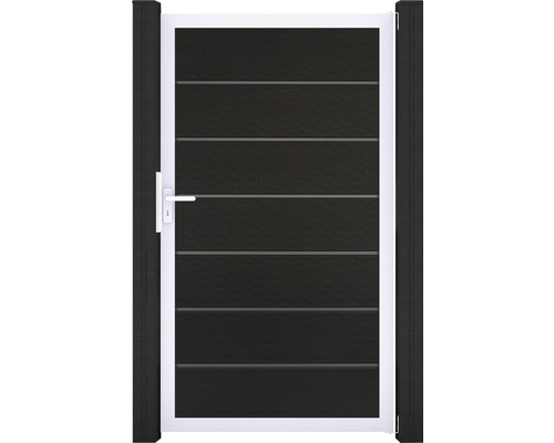 Portillon simple GroJa Flex Grande Premium tirant universel prémonté sans poteaux cadre argent 100 x 180 cm noir co-extrudé