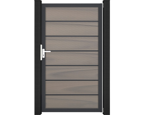 Portillon simple GroJa Flex Grande Premium tirant universel prémonté sans poteaux cadre anthracite 100 x 180 cm bicolore co-extrudé