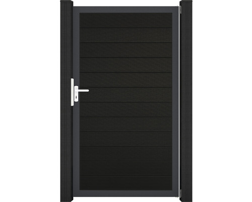 Portail à un vantail GroJa Flex DIN universel cadre anthracite 100 x 180 cm noir co-extrudé