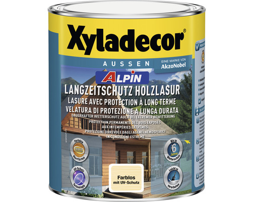 Xyladecor Lasure de protection longue durée pour bois extérieur incolore avec protection anti-UV en bidon