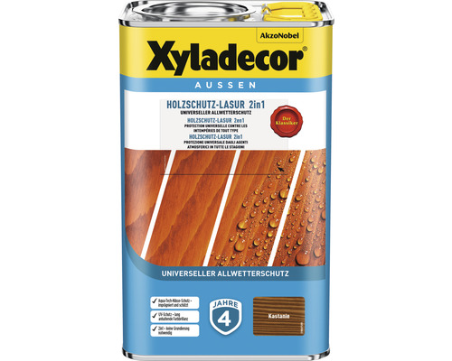 Lasure de protection du bois XYLADECOR 2 en 1 extérieur châtaigner 4 l