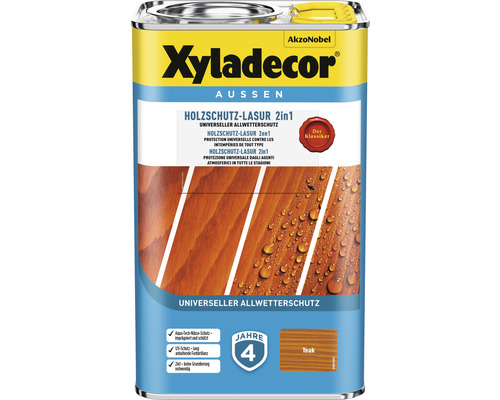 XYLADECOR Holzschutzlasur 2in1 aussen teak 4 l Xyladecor Holzschutzlasur 2in1 Teak Dose für den Aussenbereich