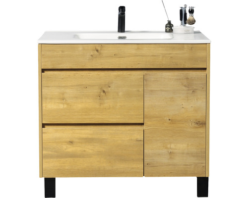 Lavabo avec armoire Differnz SOFI lxhxp 80x72x46 cm couleur de la façade chêne 36.105.10