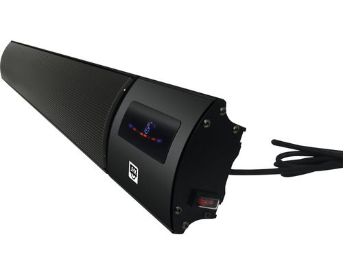 Schwarzer Heizstrahler mit Display und Netzkabel