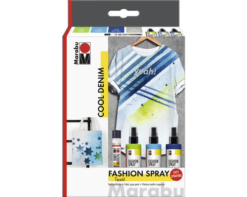 Marabu Fashion Spray Textilspray Set Cool Denim 3x 100 ml 1x 25 ml Marabu Textilspray Set Cool Denim