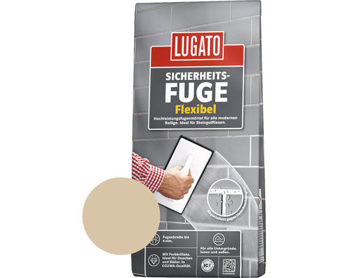 Mortier de jointement Lugato joint de sécurité flexible beige Bahamas 5 kg