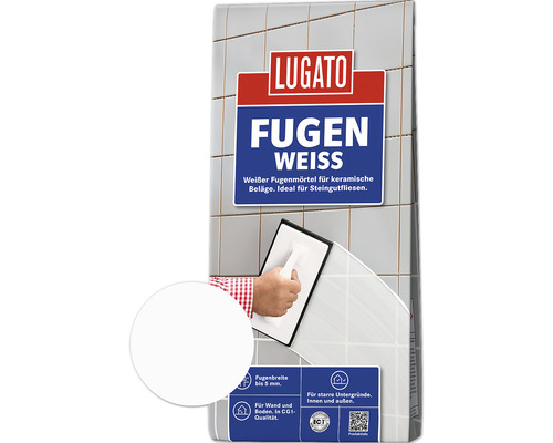 Lugato Fugenmörtel Fugenweiss für keramische Beläge weiss 5 kg