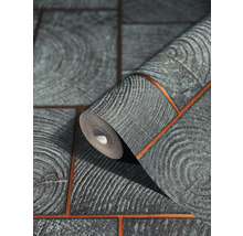 Tapetenrolle mit Holzoptik und braunen Akzenten