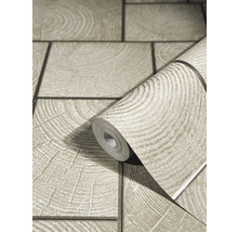 Rouleau de papier peint avec motif de rondelles de bois