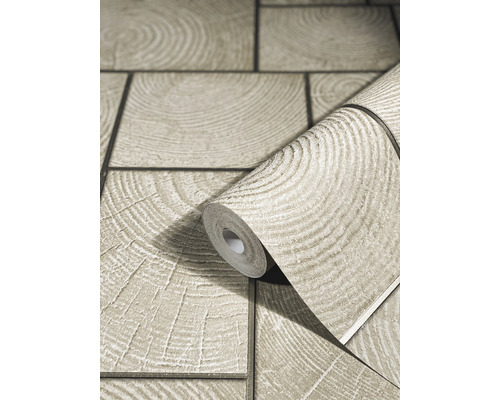Rouleau de papier peint avec motif de rondelles de bois