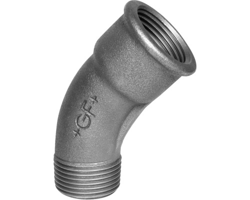 Georg Fischer +GF+ Bogen 45 ° Temperguss Nr.40 3/8 " IG x 3/8 " AG Winkelelement aus Gusseisen mit Gewinde