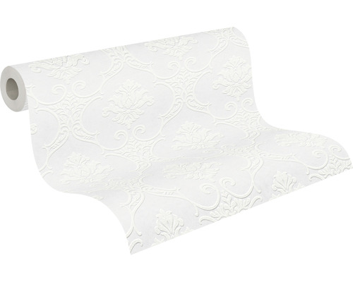 Rouleau de papier peint blanc avec motif floral